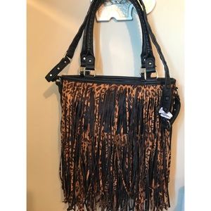 Steve Madden cheetah print fringe  bag